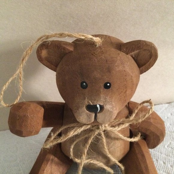 wooden bear ornament figurine hanging decor made in China - Picture 6 of 9